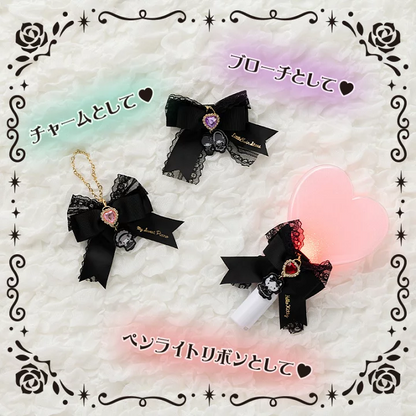 Sanrio三丽鸥｜Original Secret Ribbon Charm - Enjoy Idol Gothic Night Party Blind Box享受偶像哥特之夜派对黑色蝴蝶结吊饰盲盒/全10种｜1枚入