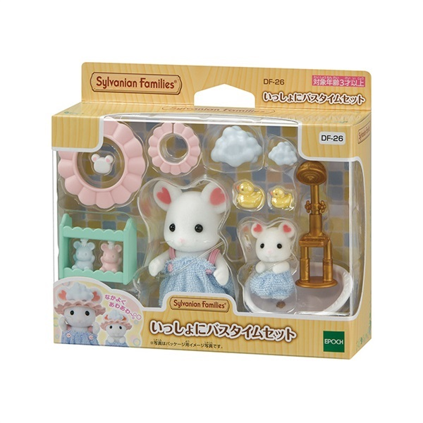 SylvanianFamilies森贝儿家族｜ Bath Time Set Together -Marshmallow Mouse棉花糖鼠沐浴时间/浴室套装玩具/过家家