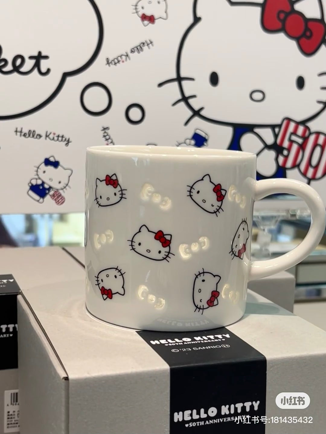 Sanrio三丽鸥｜Porcelain Mug - Hello Kitty / Hotarude Light Shine蝴蝶结透光马克杯｜约φ80 x H95 mm