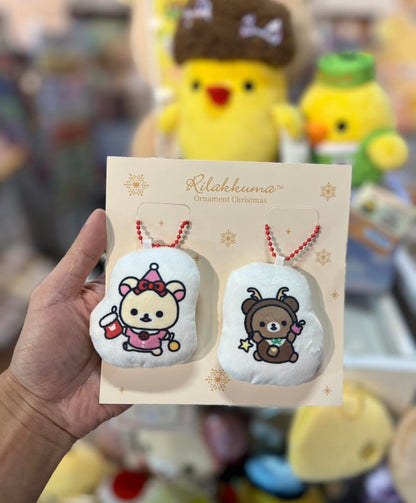 Rilakkuma轻松熊｜2024圣诞限定Korilakkuma小白熊&amp;Chairoikoguma小棕熊软糯挂件套组/包挂/正反面都可爱｜每个约72 x 77mm