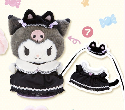 Sanrio三丽鸥｜Dress-up clothes for plush：M CAT (Enjoy Idol Series) Kuromi库洛米黑色女仆装/猫咪头饰/着替M号｜约L16× W1× H10cm