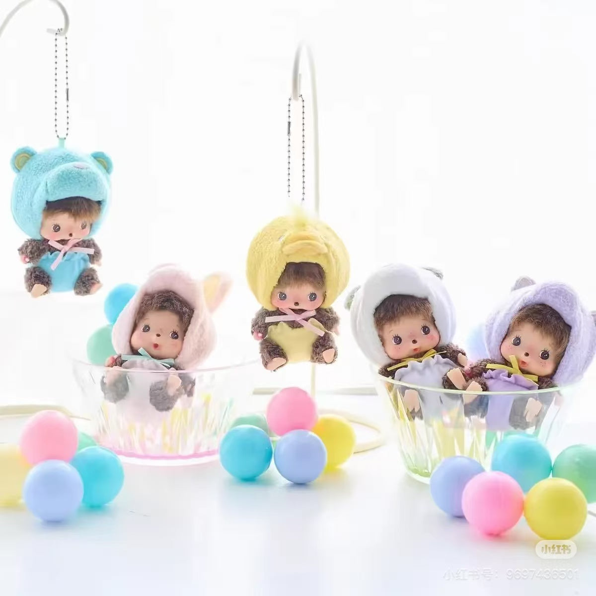 Monchhichi｜nimal Babychic SS Big Face Mascot Holder /Plush Keychain｜H10.5 x W6.5 x D7cm approx.