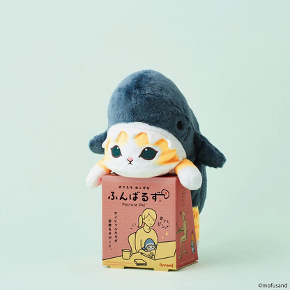 Mofusand｜Study Buddy Plush Toy - Cat / Fried Shrimp Nyan鲨鱼猫坐姿矫正贴贴毛绒玩偶｜约H360 x W145 x D180mm