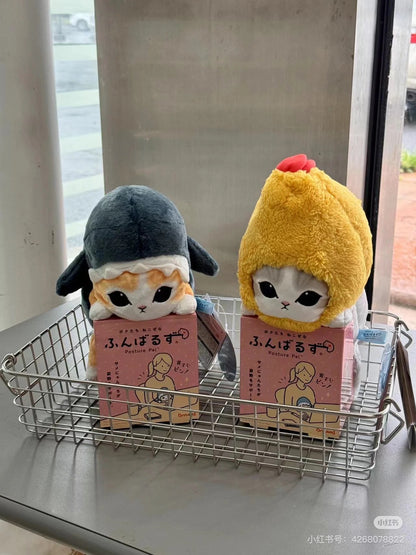 Mofusand｜Study Buddy Plush Toy - Cat / Fried Shrimp Nyan鲨鱼猫坐姿矫正贴贴毛绒玩偶｜约H360 x W145 x D180mm