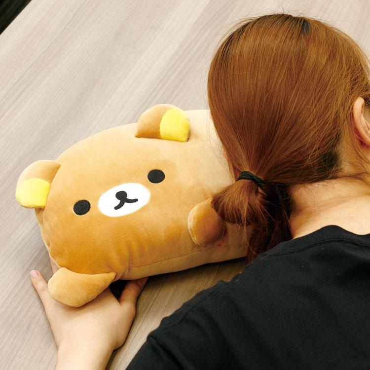 Rilakkuma轻松熊｜Tonikaku Dara Dara Series - Relaxation Cushion for Comfort Time - Rilakkuma San-X舒适慵懒生活系列超好摸毛绒玩偶抱枕/靠垫/午睡枕｜约220mm x 380mm x 100mm