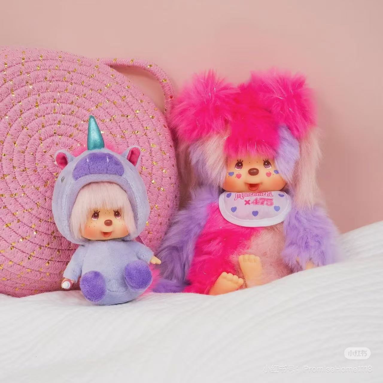 【restock soon】Monchhichi｜Shinako475 x Monchhichi S Cotton Candy Plush Dolls/PlushToy｜H21.5 x W14 x D7cm approx.