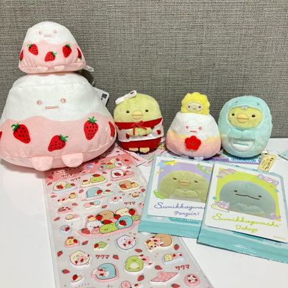 Sumikko gurashi角落生物｜San-X Plush Toy / Sakuma Strawberry Milk Candy Yama Pink草莓奶糖系列樱花富士山大手玉/公仔/玩偶｜约90×130×85mm