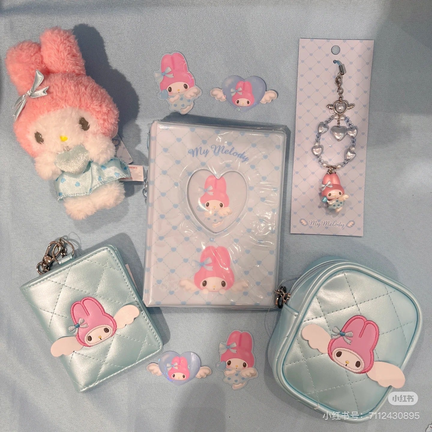 Sanrio三丽鸥｜Sanrio Original Bi-fold Card Case  / Dreaming Angel水色天使爱神系列蓝色卡包｜约W9×D1.5×H10.8cm