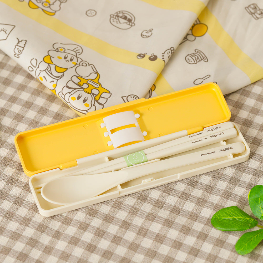 Kirby星之卡比｜cafe限定日本制抗菌耐热筷子/勺子二合一套装/洗碗机可用｜长约18cm
