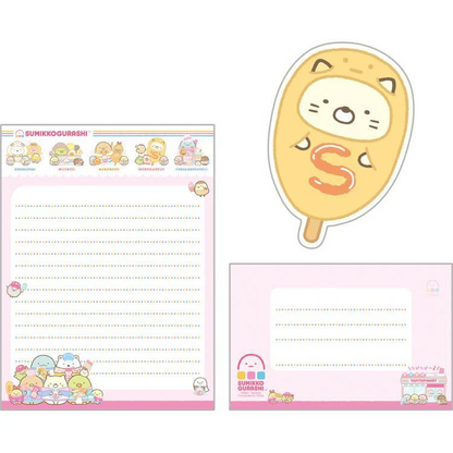 Sumikko gurashi角落生物｜Waku Waku Tapioca Convenience Store - Letter Set -A San-X哇哇哇木薯便利店系列信纸信封套装｜约190mm x 142mm