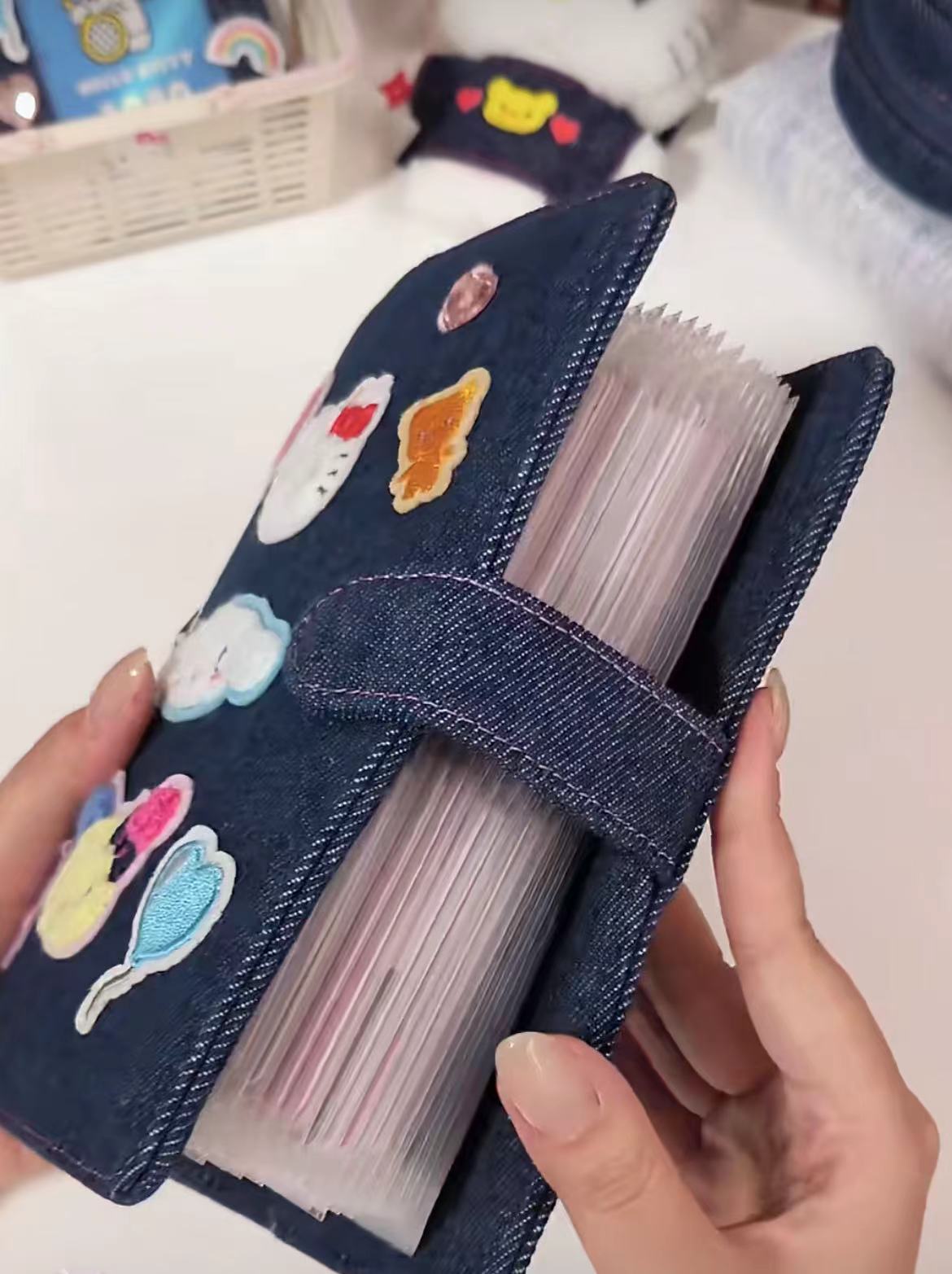 Sanrio三丽鸥｜Binder Characters 6-Hole A6 Notebook Size Card Storage Clear 2-Tier Pocket/Denim Patch牛仔丹宁贴布系列活页相册/卡片收纳册/正反面不同图案｜约21.2 x 20.0 x 5.2cm