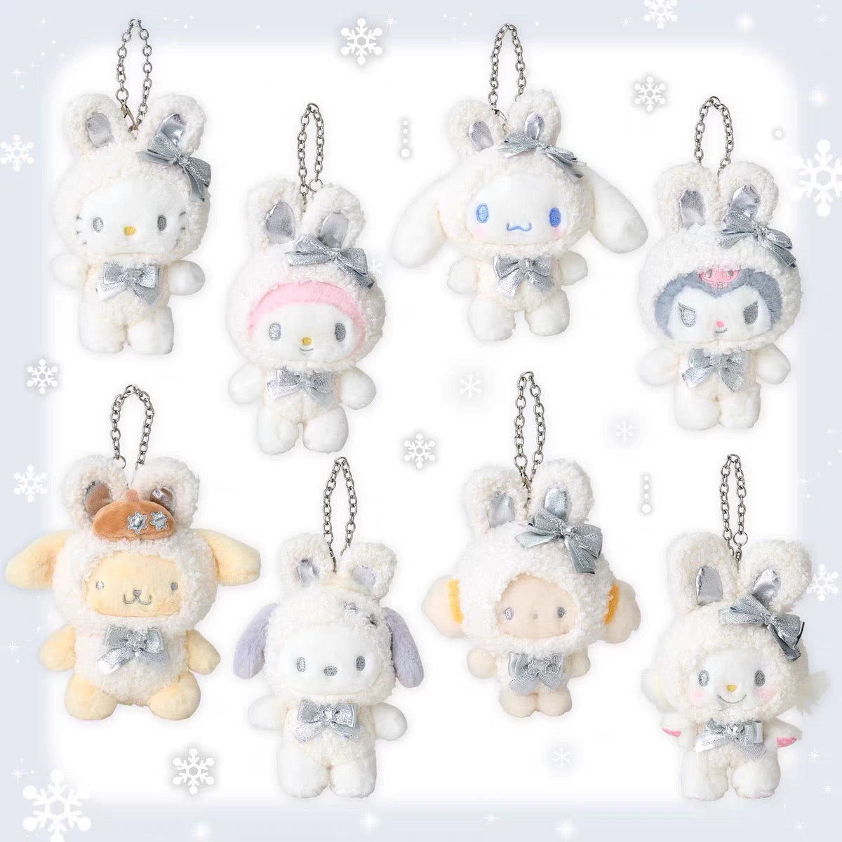 Sanrio三丽鸥｜Mascot Charm / Fluffy Snow Rabbit冬日毛茸茸银白初雪小兔系列可爱角色玩偶挂件/包挂｜约10×4×16.5cm