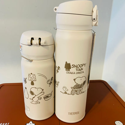 Thermos｜Snoopy史努比Osaka Umeda梅田大阪烧磨砂保温杯/杯子/保温保冷/一圈图案超可爱｜纯白限定