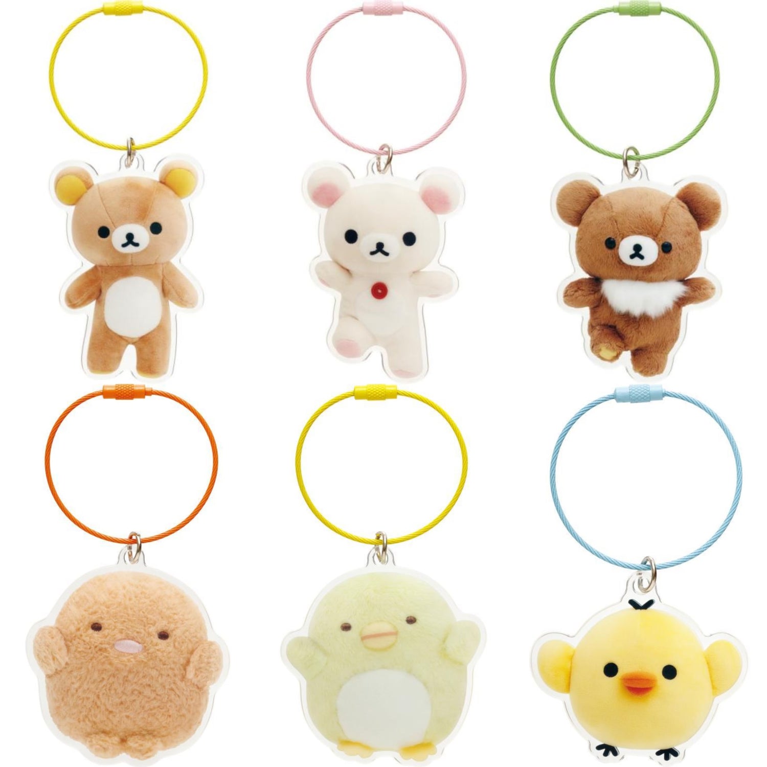 San-X｜Key Ring Sumikkogurashi Rilakkuma Acrylic Key Chain可爱角色亚克力双面图案钢绳钥匙圈/钥匙扣｜约67×62mm