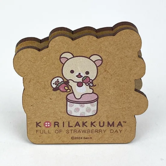 Rilakkuma轻松熊｜草莓系列可爱三角色合一木夹｜约5.5cm×6.5cm×2.5cm