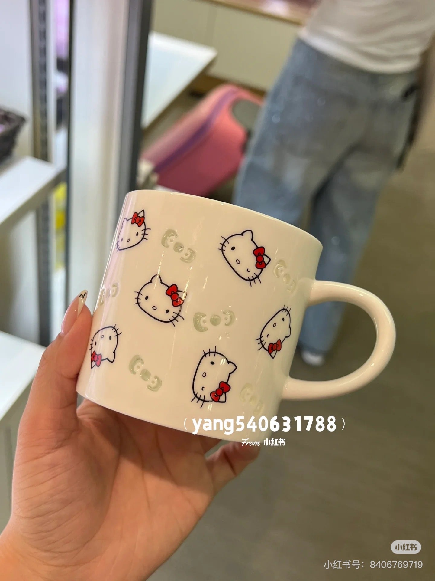 Sanrio三丽鸥｜Porcelain Mug - Hello Kitty / Hotarude Light Shine蝴蝶结透光马克杯｜约φ80 x H95 mm