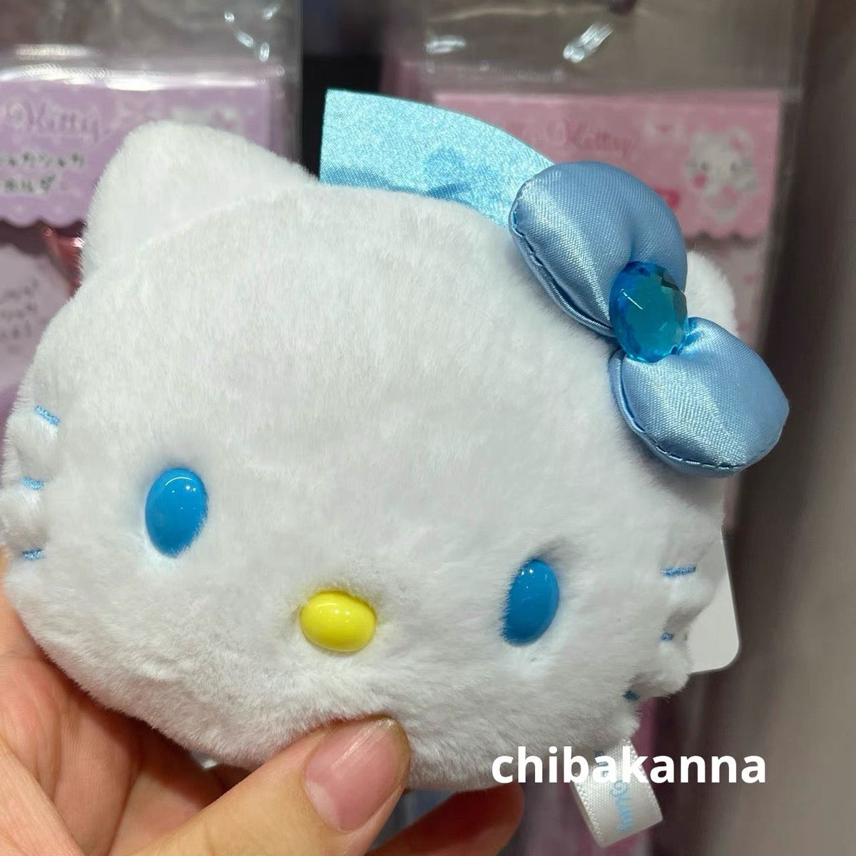 Sanrio三丽鸥｜Nic天使护士系列Hello Kitty脸型毛绒镜子/包挂｜约H100xW140xD48mm