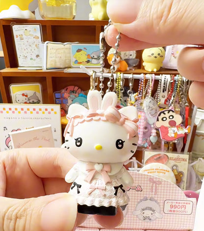 Sanrio三丽鸥｜Secret Mascot - Charm Keychain - Dream Ribbon Blind Box（a box of 8）梦幻蕾丝蝴蝶结千鸟格女仆地雷系玩偶挂件盲盒/全8种｜1枚入