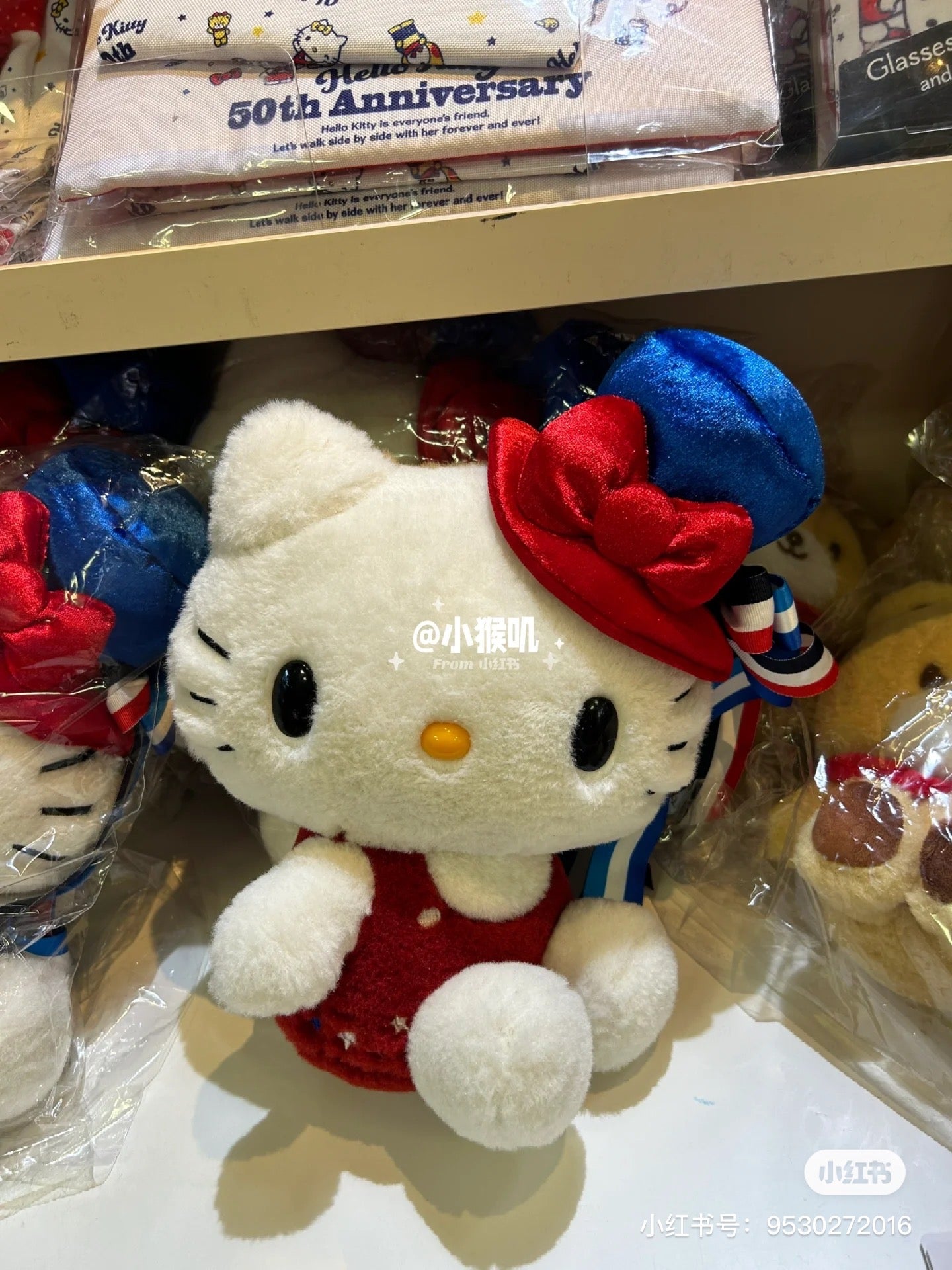 Sanrio三丽鸥｜Hello kitty50周年戴礼帽坐姿玩偶/公仔｜约h25 x w22 x d17cm