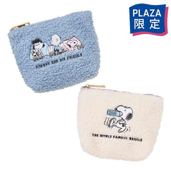 Snoopy｜毛茸茸船型化妆包/收纳包/零钱包｜約 W14×H10.5×D4cm