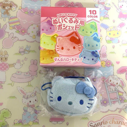 Sanrio三丽鸥｜Color Variation Plush Pochette-Hello Kitty凯蒂猫脸型彩色10色毛绒迷你斜挎包盲盒/全10种｜1枚入