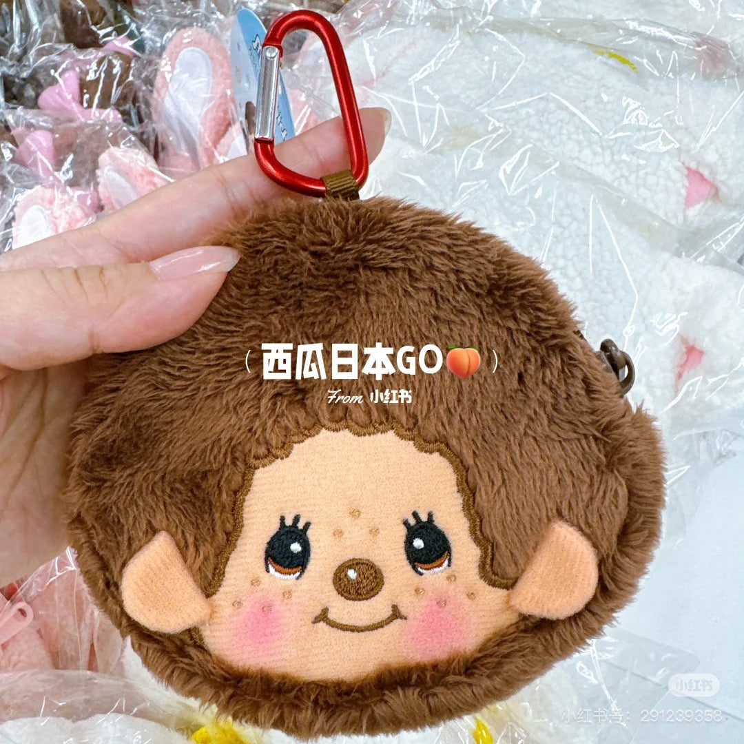 Monchhichi｜mini pouch with carabiner｜H10 x W10.5 x D2.5cm approx.