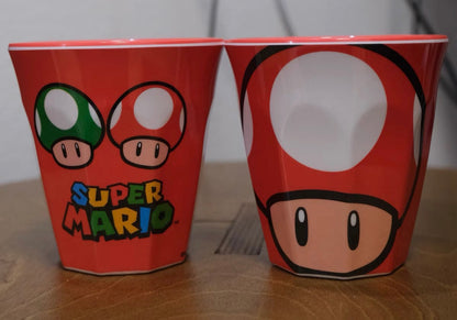 Nintendo｜Mario Melamine Tumbler - Mushroom / Super Mario Brothers超级马里奥蘑菇头奇诺比奥树脂防摔漱口杯/水杯/正反两种图案｜约88×90mm