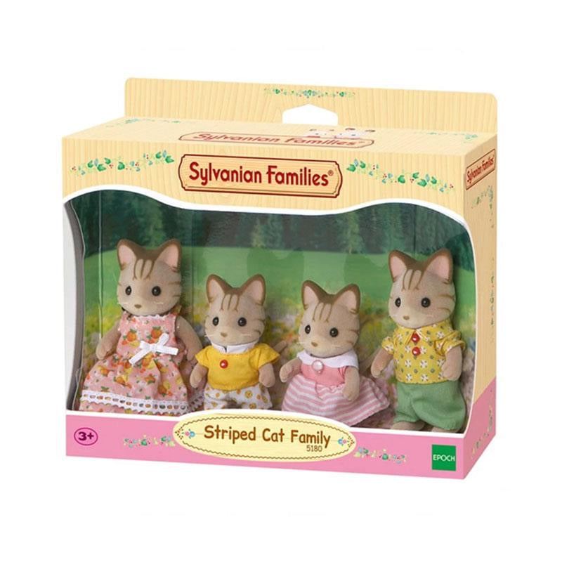 SylvanianFamilies森贝儿家族｜Striped Cat Family三纹猫一家四口站宝套装玩具/过家家5180