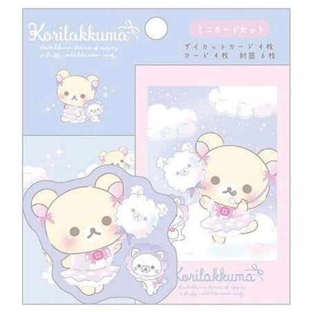 Rilakkuma轻松熊｜ Osorano Kururin Wataame - Mini Card Set -B San-X天空白云棉花糖系列信纸信封套装｜约105×95mm