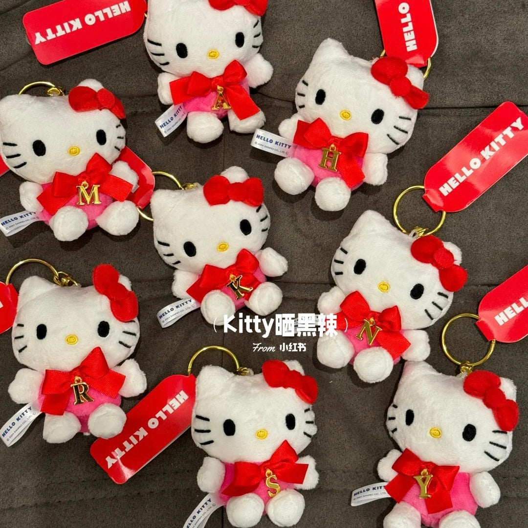 Sanrio｜Hello Kitty红色蝴蝶结字母自选挂件/玩偶｜约 6.5×5×9.5cm