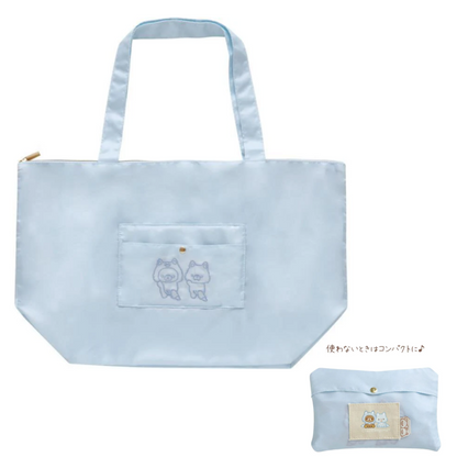 Rilakkuma轻松熊｜AoKogu no Otomari - Tote Bag San-X新角色蓝小狼&amp;小棕熊温馨过夜系列可收纳大容量托特包/购物袋/旅行手提包｜约320mm x 550mm x 180mm