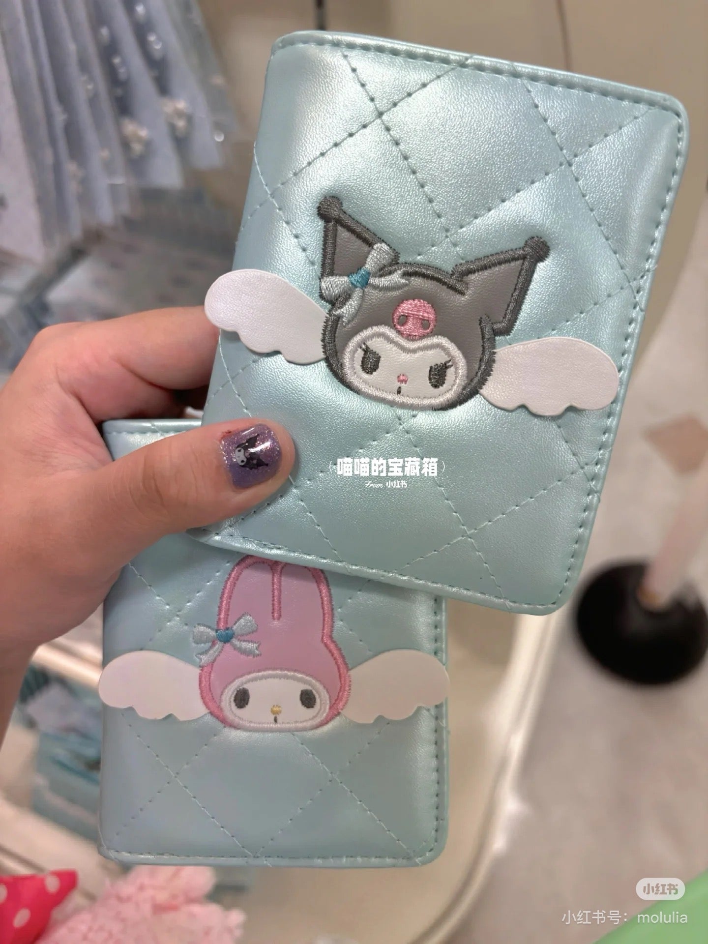 Sanrio三丽鸥｜Sanrio Original Bi-fold Card Case  / Dreaming Angel水色天使爱神系列蓝色卡包｜约W9×D1.5×H10.8cm