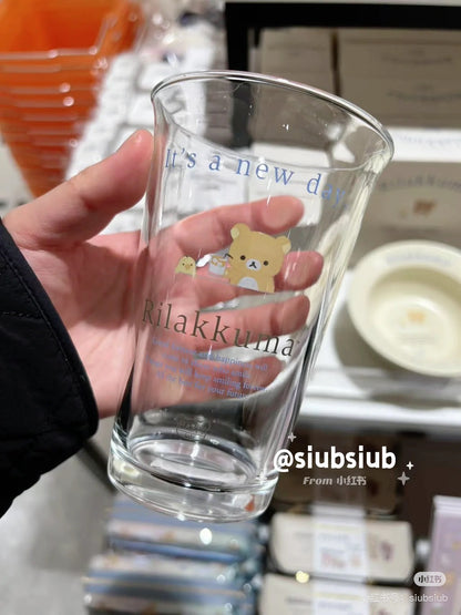 Rilakkuma｜San-X Glass Tumbler - Kiiroitori &amp; Rilakkuma : Happy Life｜360ml approx.