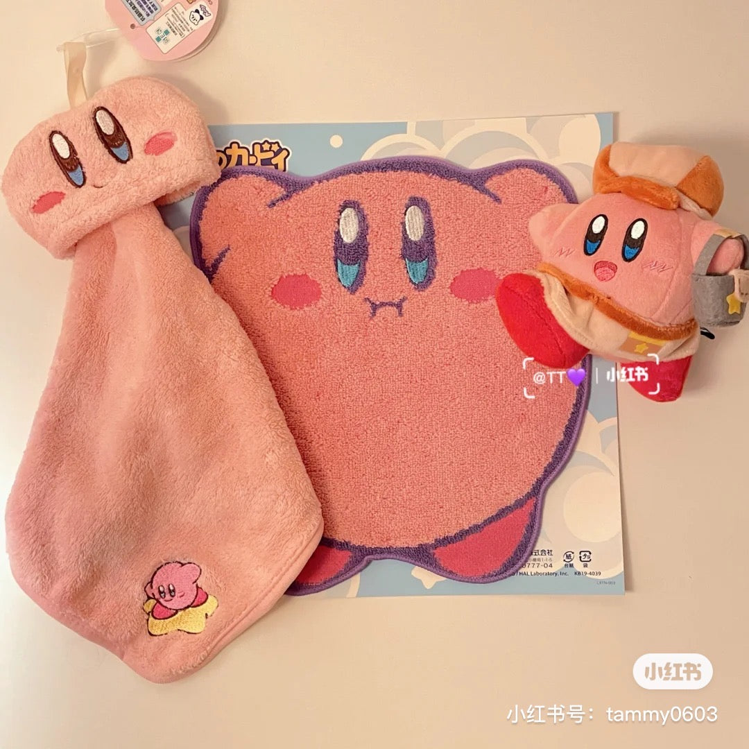 Kirby星之卡比｜粉色微笑卡比擦手巾/可收纳毛巾｜约9×12cm