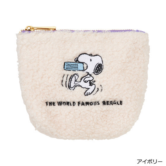 Snoopy｜毛茸茸船型化妆包/收纳包/零钱包｜約 W14×H10.5×D4cm