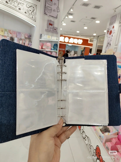 Sanrio三丽鸥｜Binder Characters 6-Hole A6 Notebook Size Card Storage Clear 2-Tier Pocket/Denim Patch牛仔丹宁贴布系列活页相册/卡片收纳册/正反面不同图案｜约21.2 x 20.0 x 5.2cm