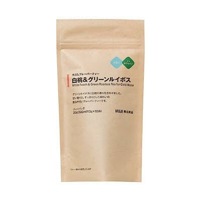 Muji｜White Peach &amp; Green Rooibos Tea白桃冷泡波士绿茶/无咖啡因｜10包【25.02.20】