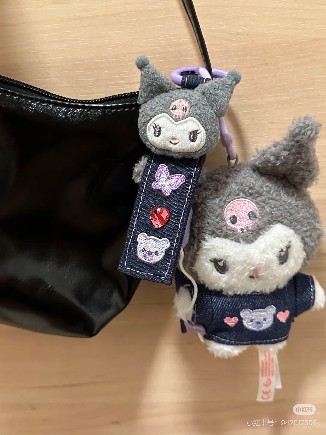 Sanrio三丽鸥｜Mascot Holder Denim Patch Plush Keychain 牛仔丹宁贴布系列可爱角色毛绒挂件/包挂｜约11.7 x 10.2 x 4.5cm