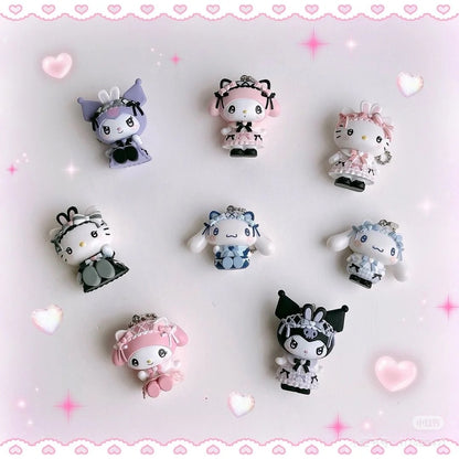 Sanrio三丽鸥｜Secret Mascot - Charm Keychain - Dream Ribbon Blind Box（a box of 8）梦幻蕾丝蝴蝶结千鸟格女仆地雷系玩偶挂件盲盒/全8种｜1枚入