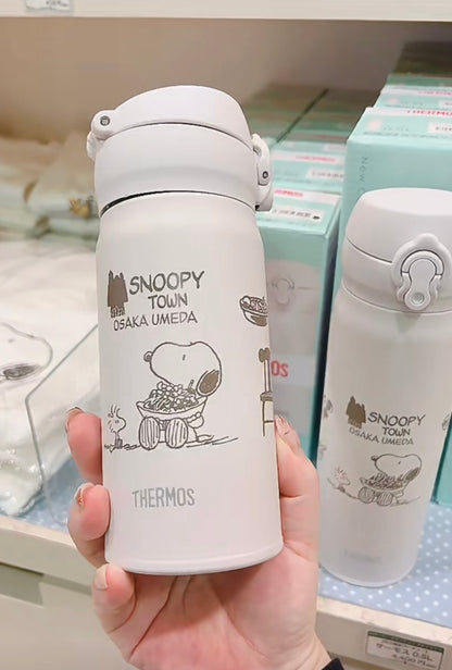 Thermos｜Snoopy史努比Osaka Umeda梅田大阪烧磨砂保温杯/杯子/保温保冷/一圈图案超可爱｜纯白限定