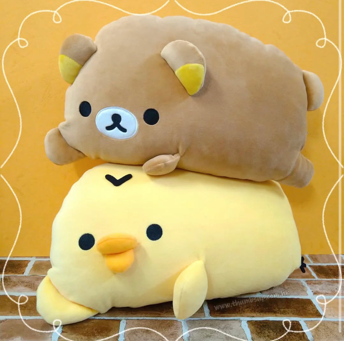 Rilakkuma轻松熊｜Tonikaku Dara Dara Series - Relaxation Cushion for Comfort Time - Rilakkuma San-X舒适慵懒生活系列超好摸毛绒玩偶抱枕/靠垫/午睡枕｜约220mm x 380mm x 100mm