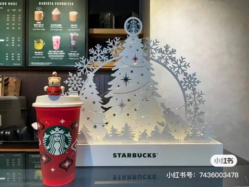 Starbucks日本星巴克｜圣诞小熊扣耐热环保杯➕星巴克熊杯扣组合｜473ml