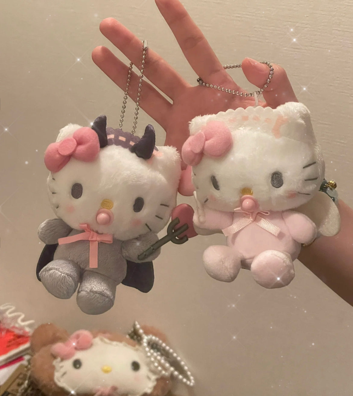 Sanrio三丽鸥｜Mascot Holder / Baby Angel Heart Cane天使爱心手杖奶嘴宝宝毛绒玩偶挂件/包挂｜约11×5.5×10cm