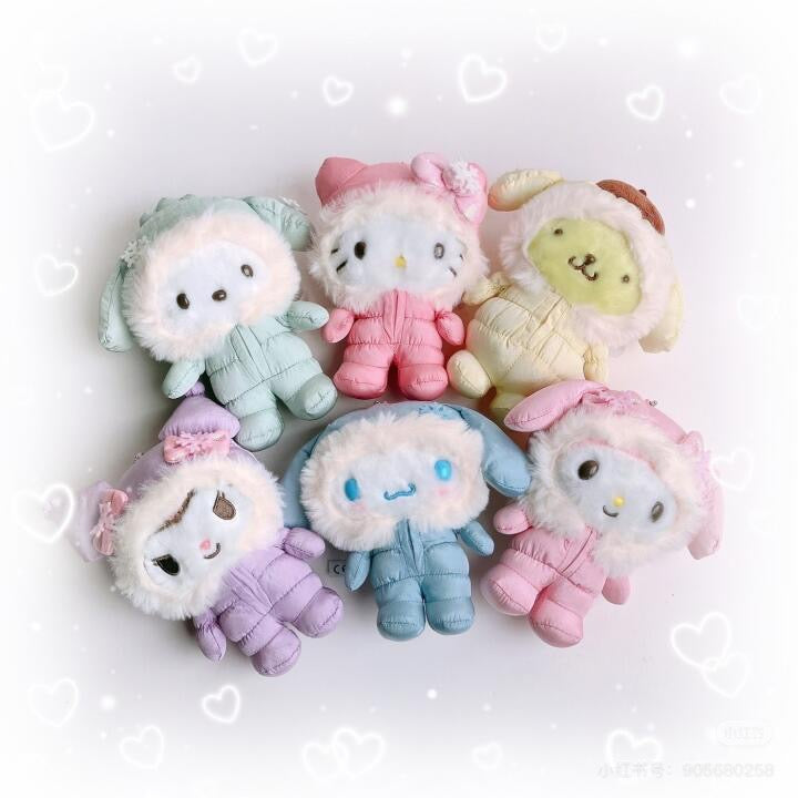 Sanrio三丽鸥｜Mascot Holder- Fluffy Puffy Winter冬季羽绒滑雪服毛绒玩偶挂件/包挂｜约9.5×7.5×12.5cm