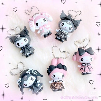 Sanrio三丽鸥｜Secret Mascot - Charm Keychain - Dream Ribbon Blind Box（a box of 8）梦幻蕾丝蝴蝶结千鸟格女仆地雷系玩偶挂件盲盒/全8种｜1枚入