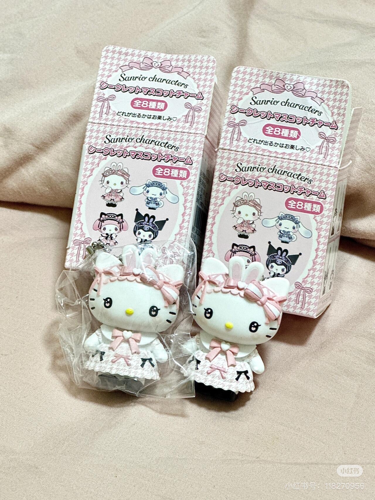 Sanrio三丽鸥｜Secret Mascot - Charm Keychain - Dream Ribbon Blind Box（a box of 8）梦幻蕾丝蝴蝶结千鸟格女仆地雷系玩偶挂件盲盒/全8种｜1枚入