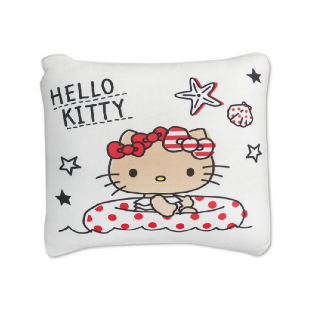 Sanrio三丽鸥｜Avail黑皮Hello Kitty白的双面抱枕/两面都超可爱｜约高45x宽45cm