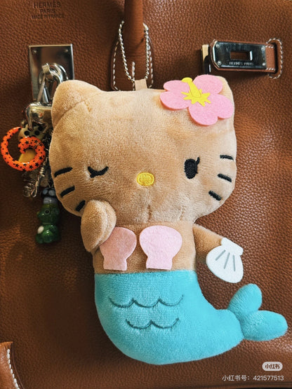 Sanrio三丽鸥｜HAWAII 夏威夷Hello kitty50周年限定黑皮美人鱼玩偶挂件/包挂