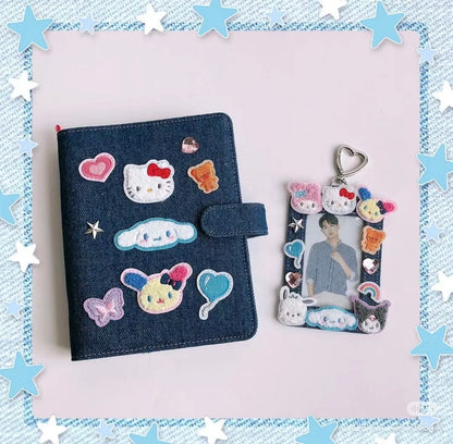 Sanrio三丽鸥｜Binder Characters 6-Hole A6 Notebook Size Card Storage Clear 2-Tier Pocket/Denim Patch牛仔丹宁贴布系列活页相册/卡片收纳册/正反面不同图案｜约21.2 x 20.0 x 5.2cm