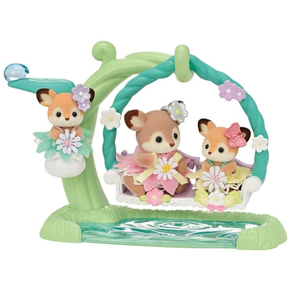 SylvanianFamilies森贝儿家族｜BABY DEER WATERSIDE SWING SET梅花鹿双胞胎水边荡秋千套组/玩具/过家家